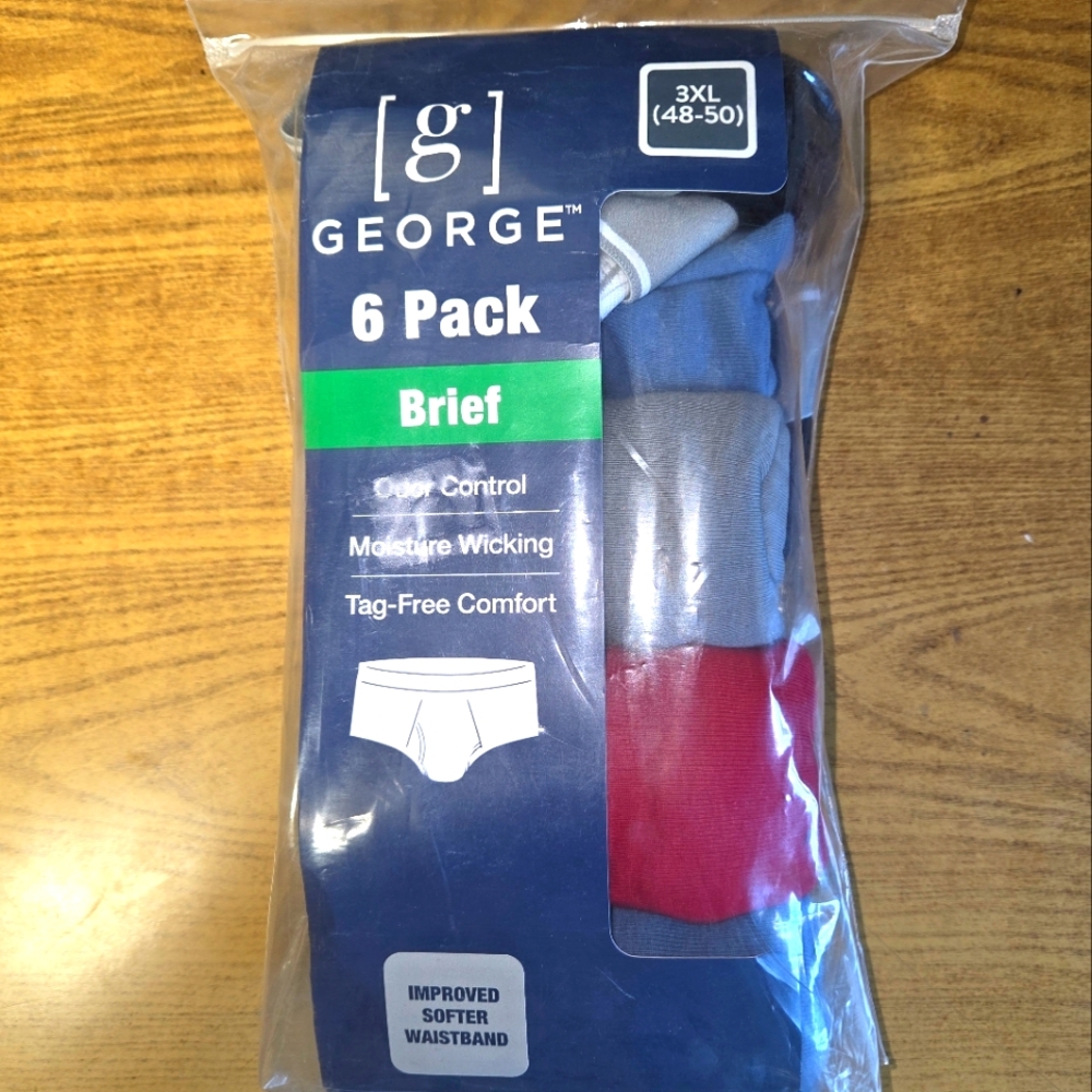 George Men's Briefs 6 Pack - Blue, Gray, Red